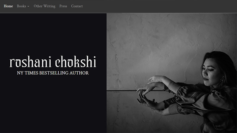 Roshani Chokshi NY Times Bestselling Author website design and development by Biondo Studio