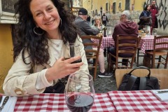 Drinking wine and having dinner outside in March. I could get used to this.