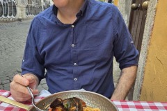 Traditional dinner in Trastevere, a hip area of restaurants and bars near the Tiber River.