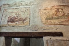 Murals painted in a brothel, which was used until the eruption in 79AD.