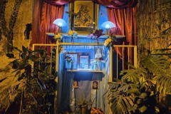 Shrines are all lit up at night in the Centro Storico (Historic Centre) neighborhood of Naples.