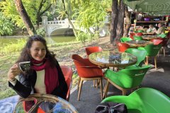 Soaking in the coffee and sunshine at Cismigiu Gardens in Bucharest.