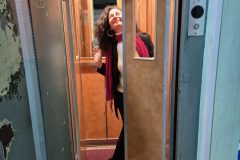 I was pretty excited to have one of those tiny old Soviet elevators in our building. It barely fit two people.