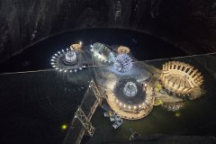 View down into the salt mine amusement park.