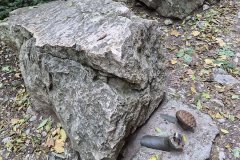 A monument in Turda Gorge to a hiker that encountered a falling boulder.