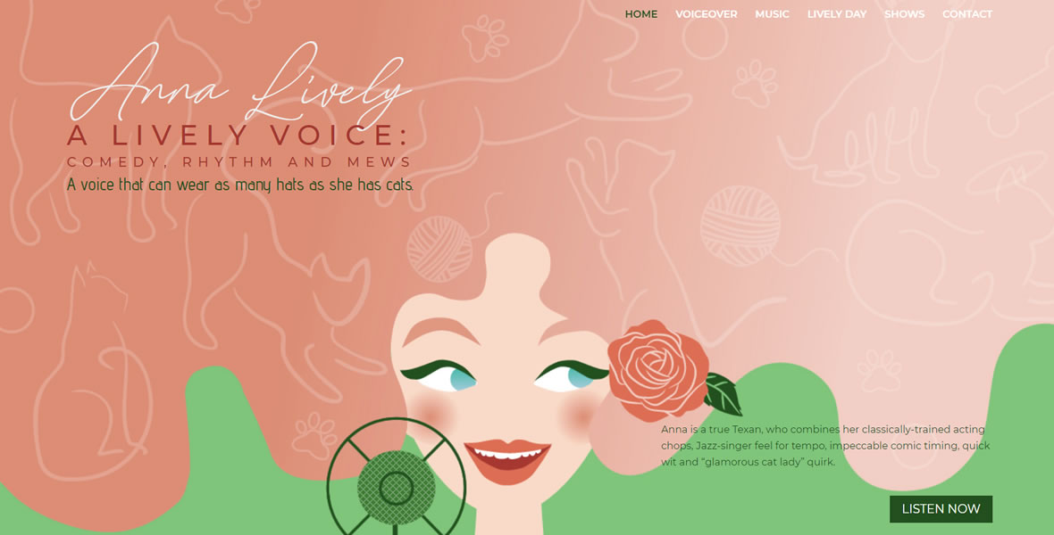 anna lively voice actor and singer illustration and website development by biondo studio