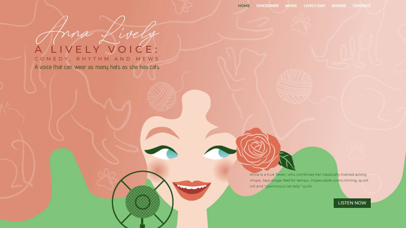 anna lively voice actor and singer illustration and website development by biondo studio