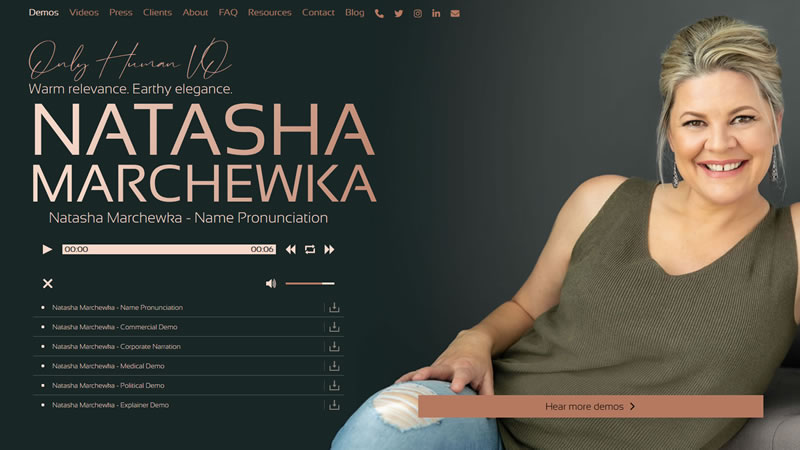 Natasha Marchewka Voice talent designed and developed by Biondo Studio
