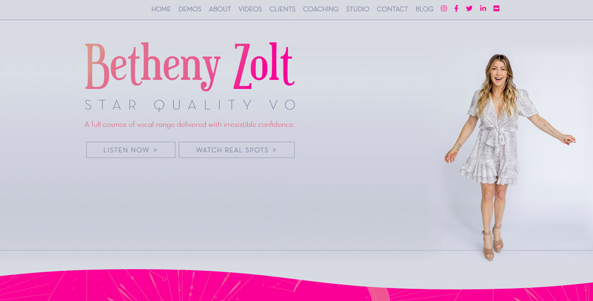 Betheny Zolt voice actor branding design and website development by Biondo Studio.