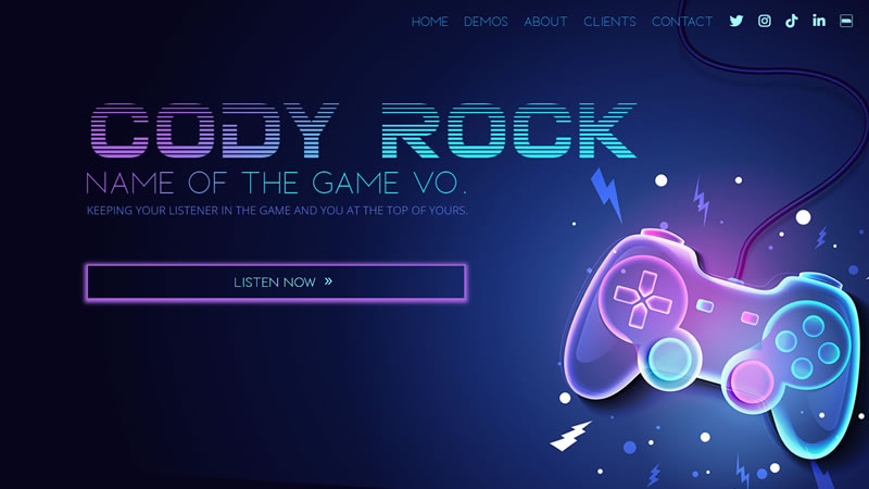 Cody Rock Voiceover website branding and development by Biondo Studio
