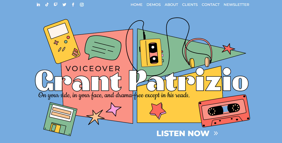 Grant Patrizio branding illustration and website development by Biondo Studio