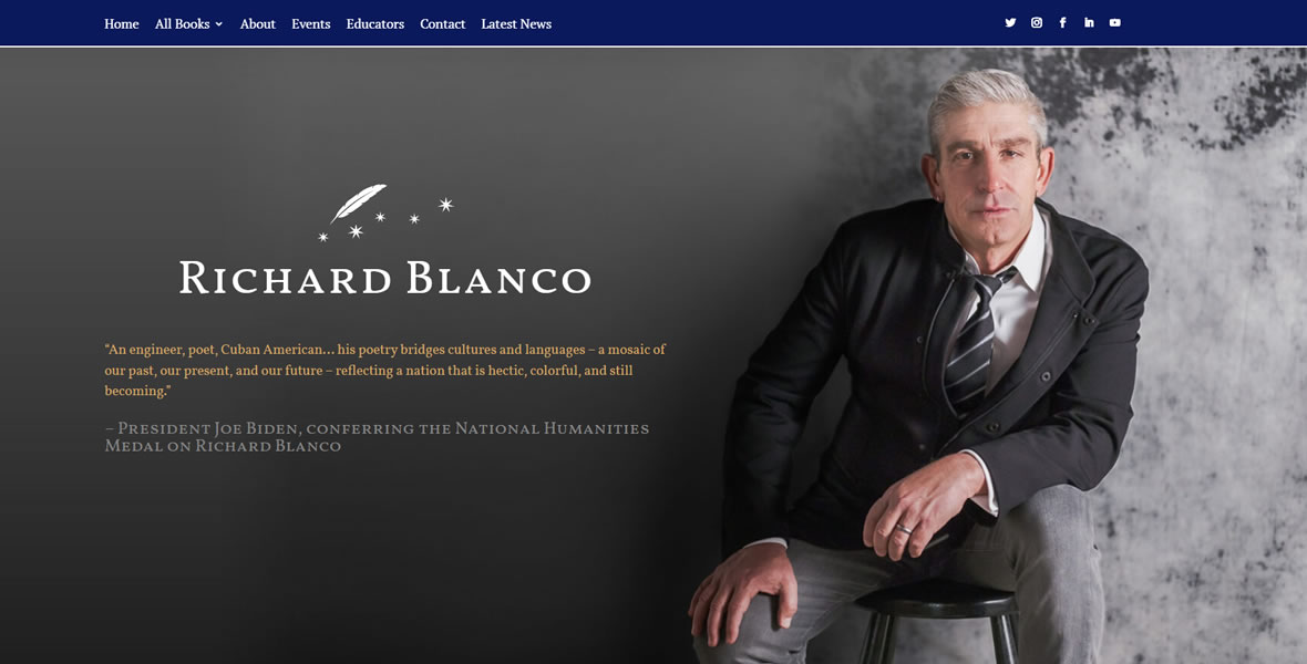 Richard Blanco, poet and author website design and development by Biondo Studio