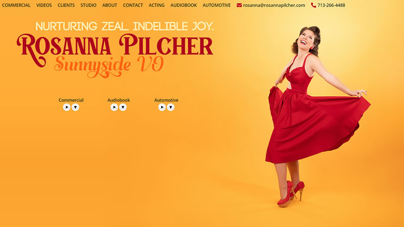Rosanna Pilcher Voice Actor website branding and development by Biondo Studio