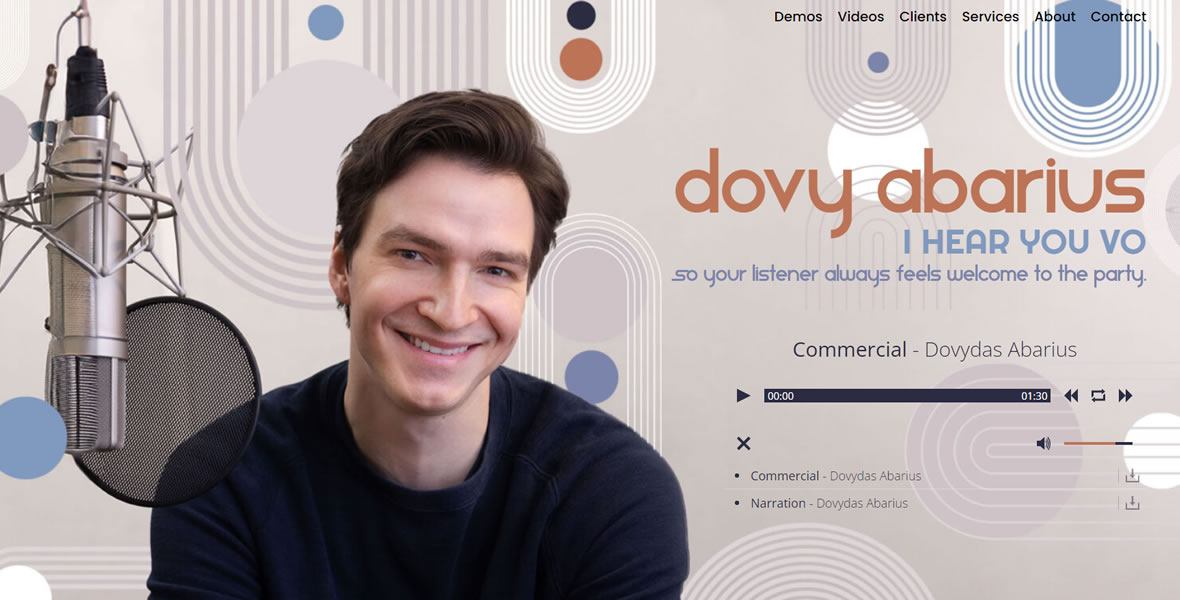 Dovy Abarius website design and development by Biondo Studio
