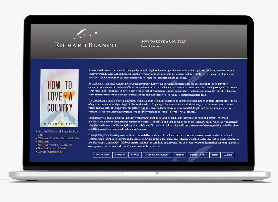 Richard Blanco author and poet website development by Biondo Studio