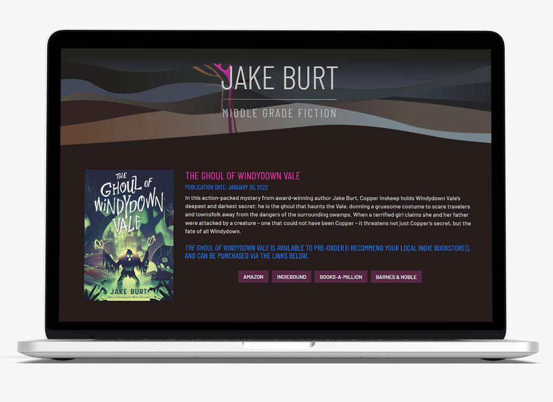 Jake Burt author branding design by Biondo Studio