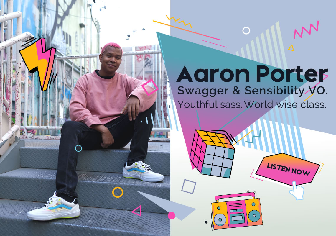 Aaron Porter voice actor designed and developed by Biondo Studio