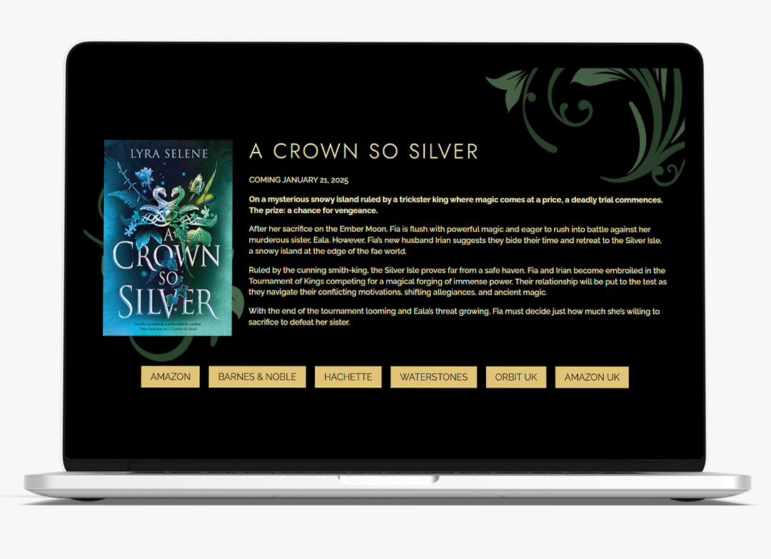 Lyra Selene author website design by Biondo Studio