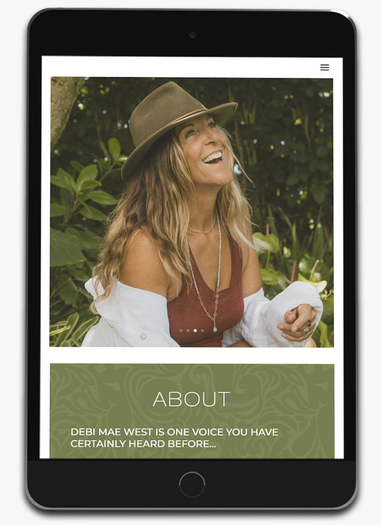 Debi Mae West mobile responsive website development by Biondo Studio