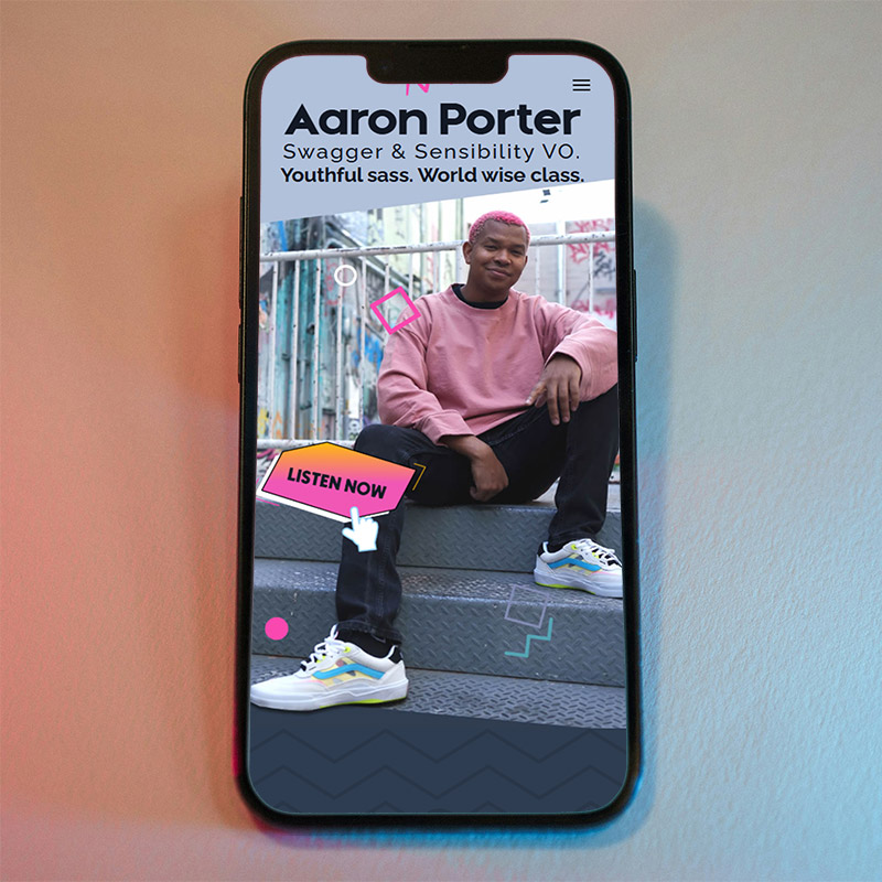 Aaron Porter, voice artist branding and website development by Biondo Studio
